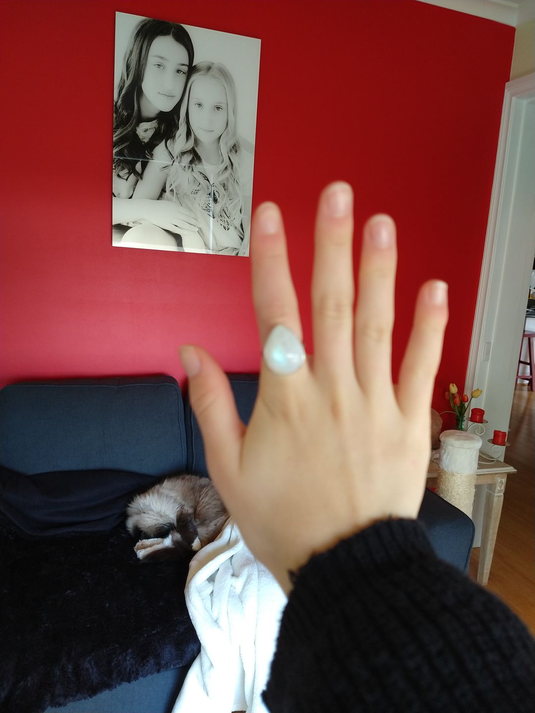 Customer photo review of Rain Drop Moonstone Ring
