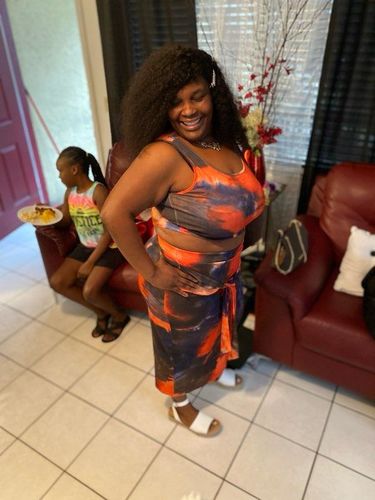 Customer photo review of Rebdolls "Almost There" Tie Dye Maxi Skirt