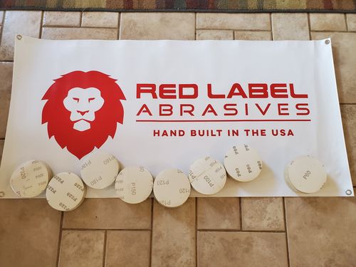 Customer photo review of 5 Inch Hook and Loop Gold Sanding Discs, 50 Pack