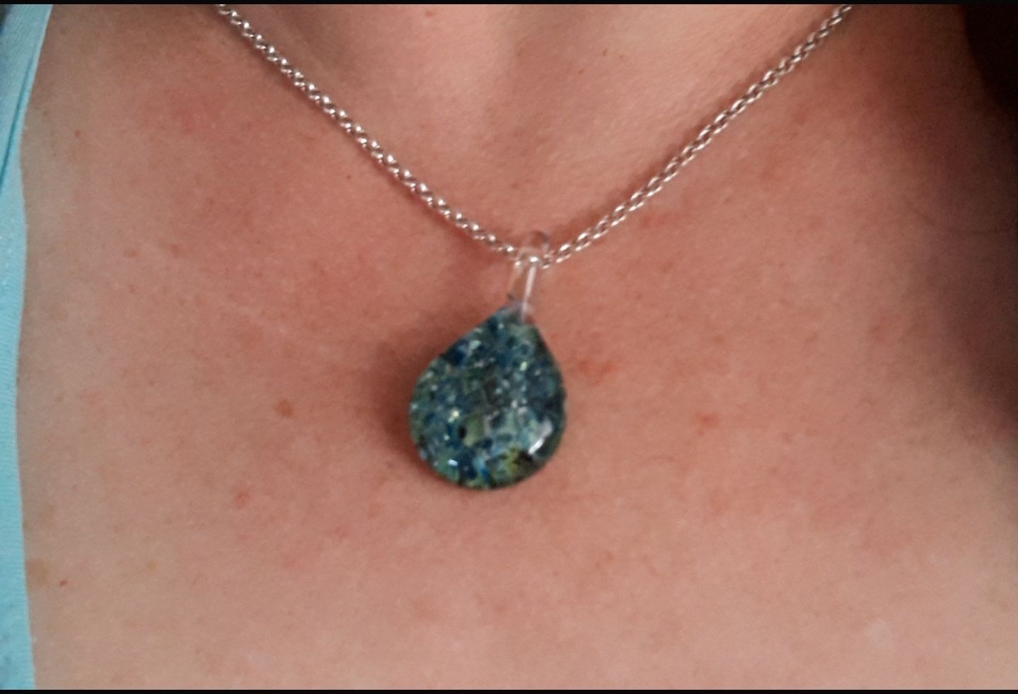 Customer photo review of Blue Moon Cremation Pendant