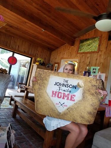 Customer photo review of Personalized Home Plate Welcome Mat