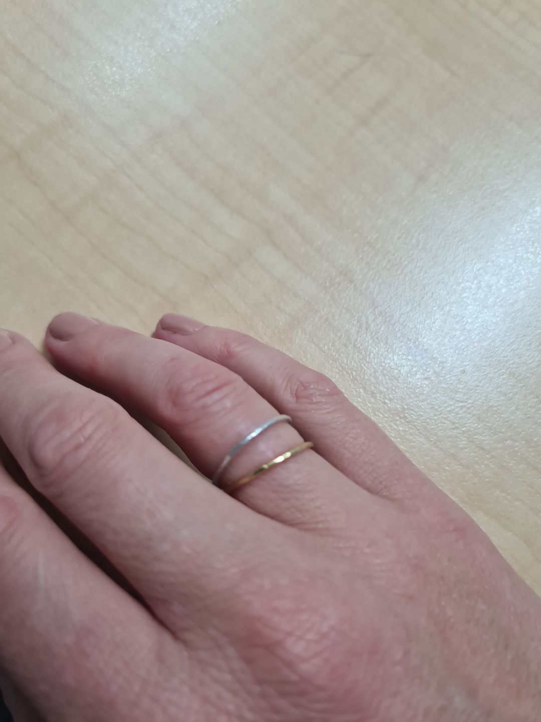 Customer photo review of Thin Gold Stacker Ring
