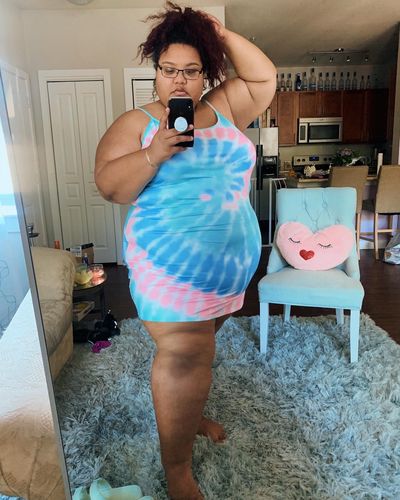 Customer photo review of Rebdolls "Swirl" Tie Dye Bodycon Mini Dress