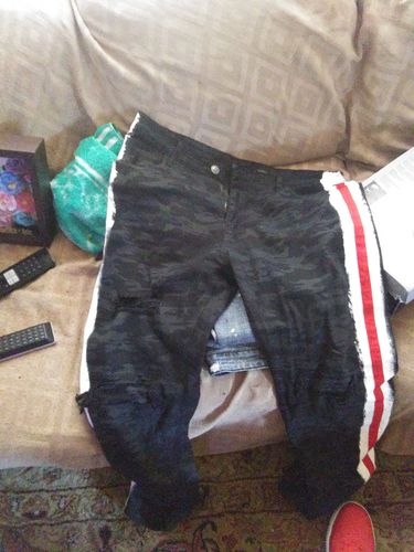 Customer photo review of Side Stripe Athletic Track Denim Black Camo - Red (M4700T)