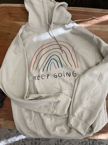 Customer photo review of Keep Going (Rainbow) -- Hoodie