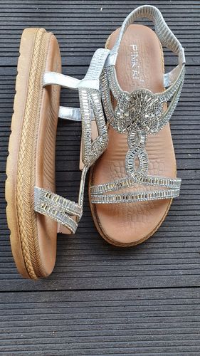 Customer photo review of Scarlett Silver Glitter Strappy Sandals