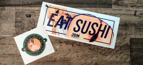 Customer photo review of Eat Sushi Anime Slap Sticker