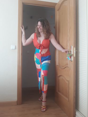 Customer photo review of Beriful New Multicolor Lace-up Dress