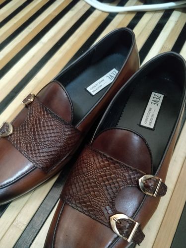 Customer photo review of Belgian Loafer - Cognac Tan Snake Skin Double Monk Strap (Hand Painted Patina)