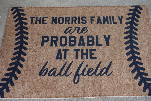 Customer photo review of Personalized Rustic Ball Field Door Mat