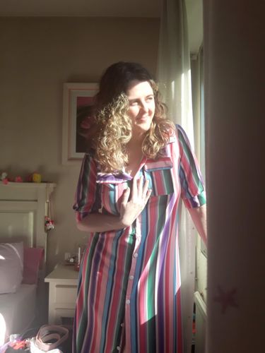 Customer photo review of Beriful Bohemian Multicolor Striped Dress ( 4 Colors)