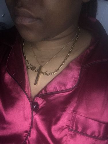 Customer photo review of Custom 3D Bar Necklace