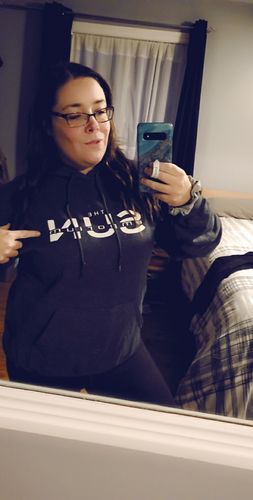 Customer photo review of TSE White Distressed Hoodie