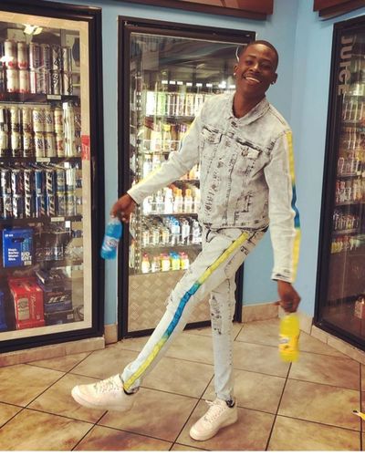 Customer photo review of Side Stripe Denim Track Jacket Snow Wash - Yellow - Blue (DZM6098D)