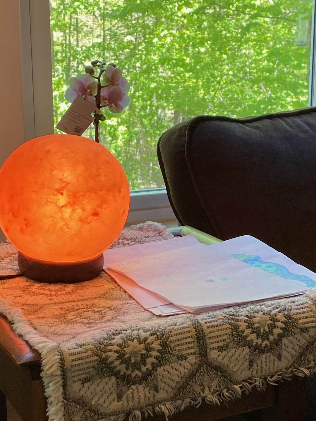 Customer photo review of Round Globe Himalayan Salt Lamp with Wooden Base