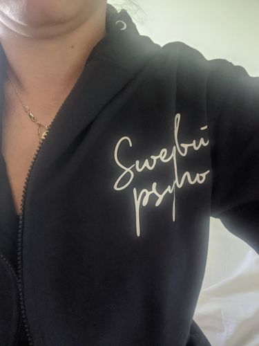 Customer photo review of Sweet But Psycho Full Zip Hoodie (MRK X)