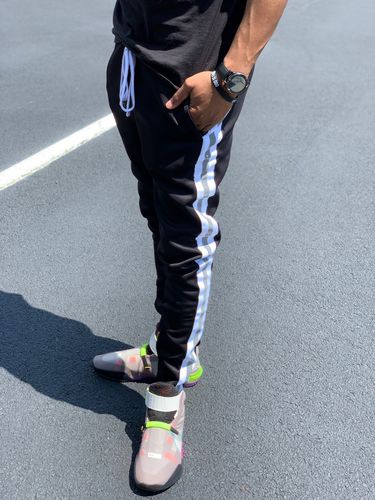 Customer photo review of Reflective Tape Track Pants Black (1A1-450)