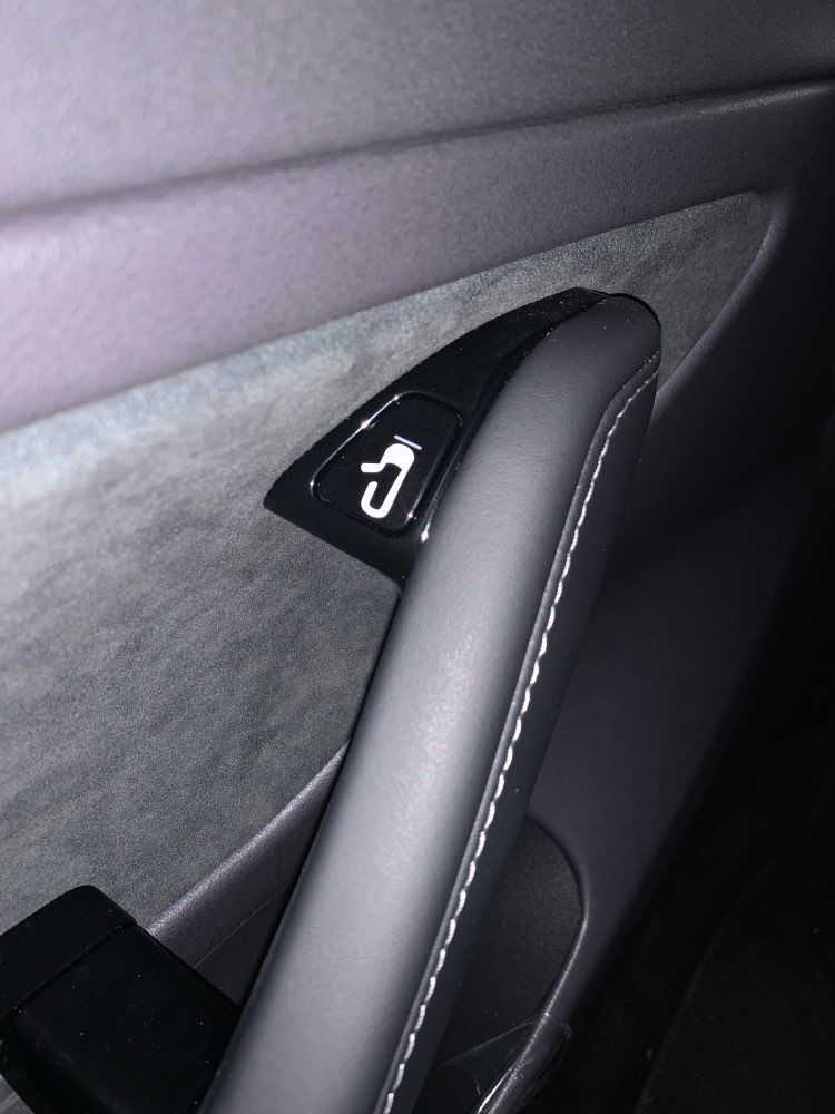 Customer photo review of 8Pcs Luminous or White Door Button Stickers for Model 3
