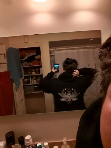 Customer photo review of Death Head Moth, Unisex Zip Up Hoodie Sweater, Black
