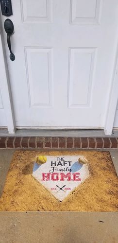 Customer photo review of Personalized Home Plate Welcome Mat