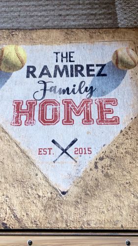 Customer photo review of Personalized Home Plate Welcome Mat