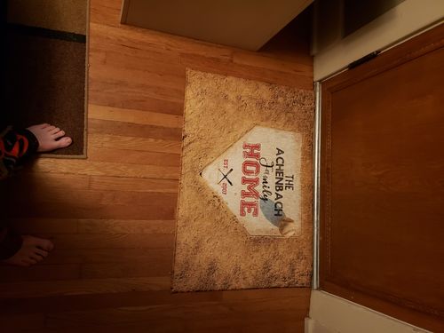 Customer photo review of Personalized Home Plate Welcome Mat