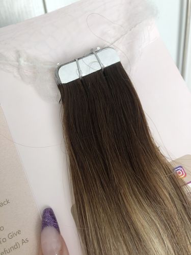 Customer photo review of Tape in Hair Extensions 100% Remy Human Hair Balayage Ombre 20 Pieces 50 Grams (3/8/22)