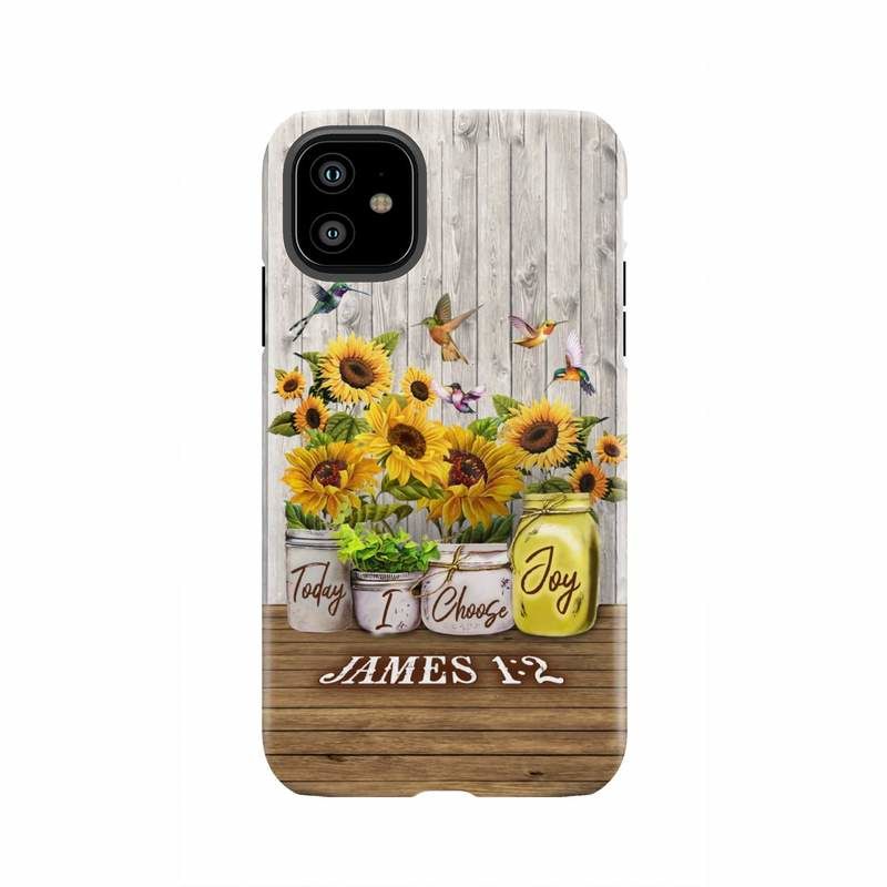 Customer photo review of Christian phone cases: Today I choose Joy James 1:2, Sunflower Hummingbird phone case