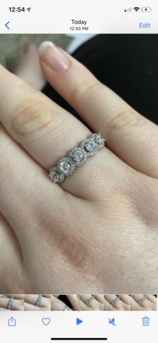 Customer photo review of Louily Round Cut 1.5 Ct Fashion Halo Five Stone Anniversary Ring In Sterling Silver