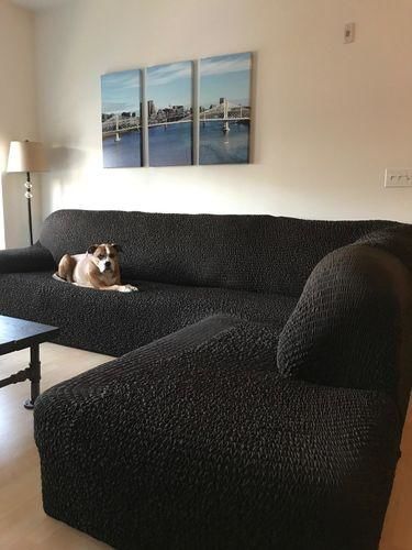 Customer photo review of Corner Sofa Cover - Charcoal  Microfibra