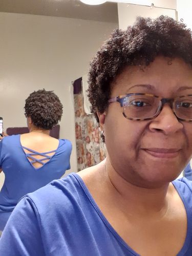 Customer photo review of Curly Hair Wash and Go System with Organic Jojoba Oil for Moisturizing Hair with Lavender Fragrance (Step 1 - 4)
