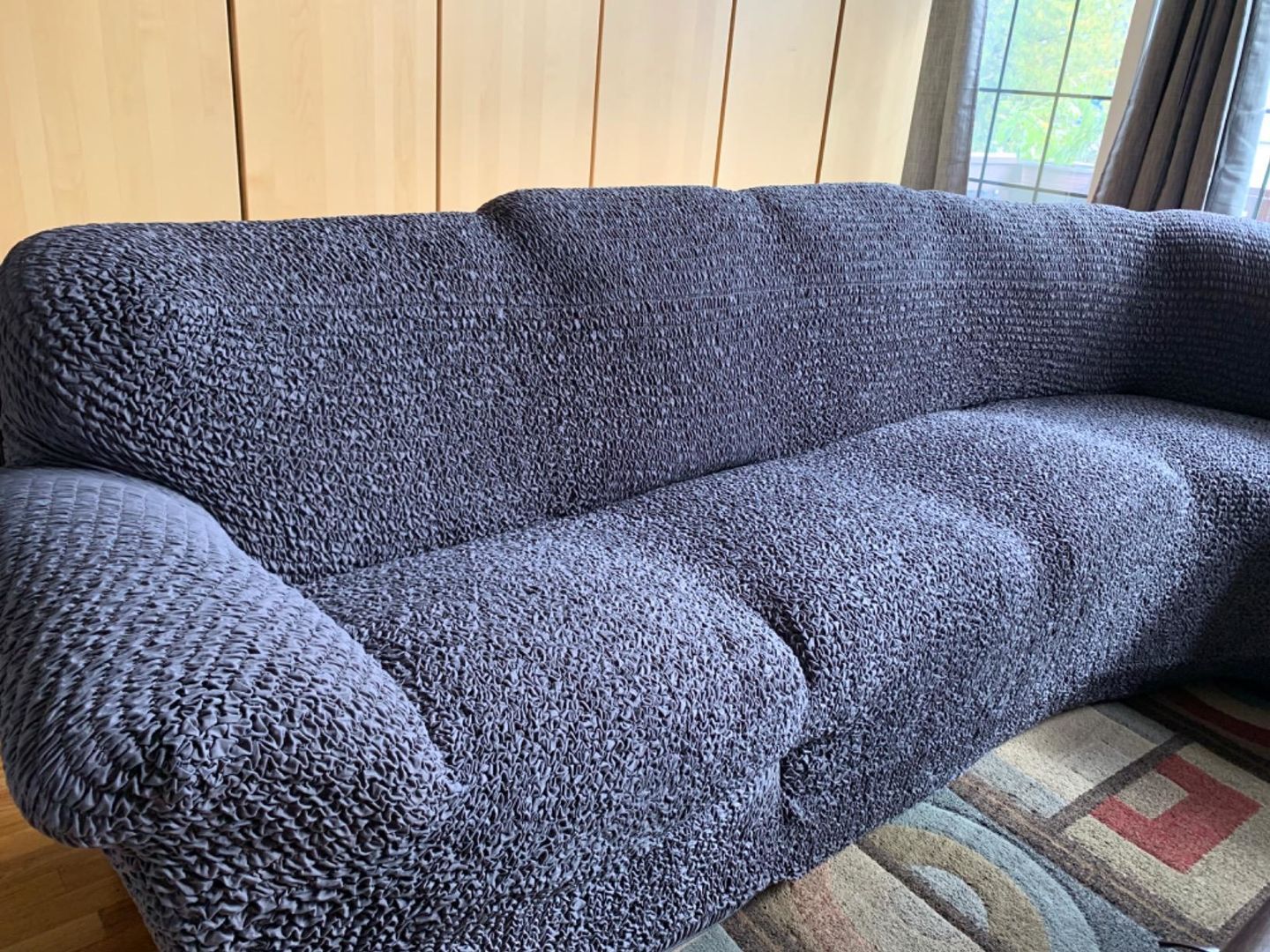 Customer photo review of Corner Sofa Cover - Blue  Microfibra