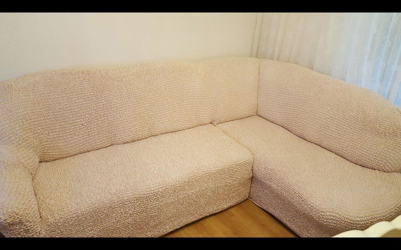 Customer photo review of Corner Sofa Cover - Beige  Microfibra