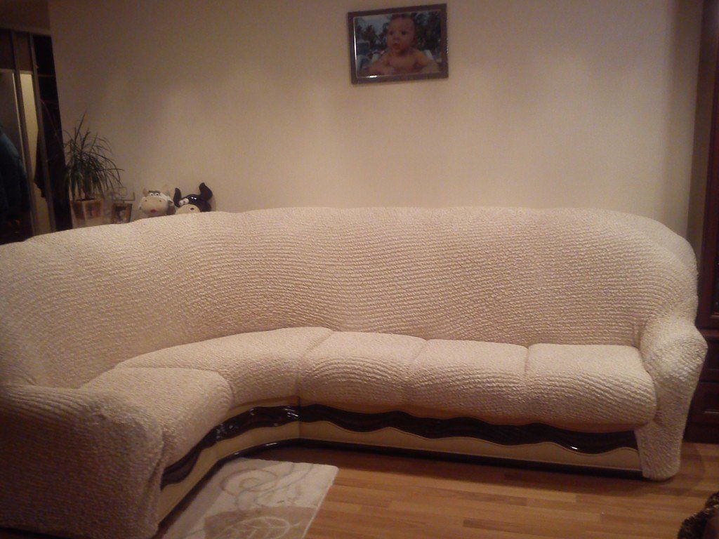 Customer photo review of Corner Sofa Cover - Beige  Microfibra