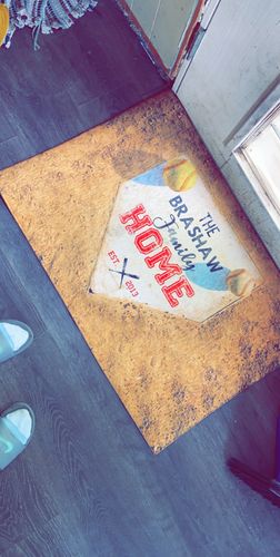 Customer photo review of Personalized Home Plate Welcome Mat