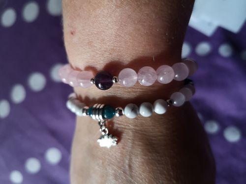 Customer photo review of BRACELET DUO QUARTZ ROSE/AMETHYSTE