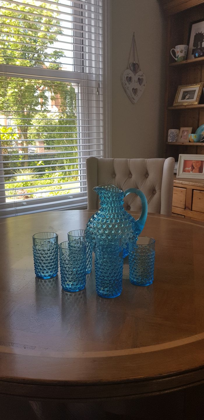 Customer photo review of Azure Hobnail Tumblers