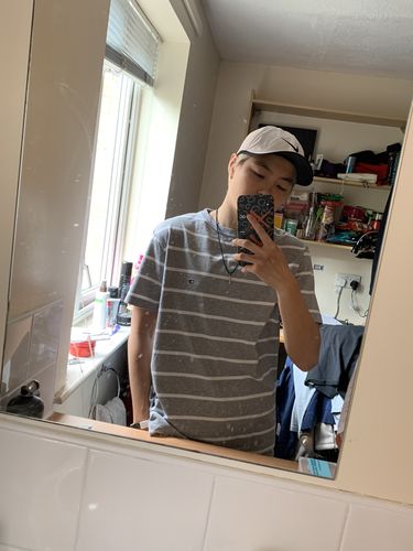 Customer photo review of tommy hilfiger grey striped t-shirt s