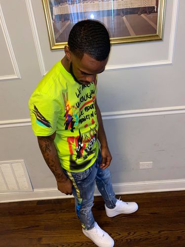 Customer photo review of Fire Skull Tee Lime (1A1-100)