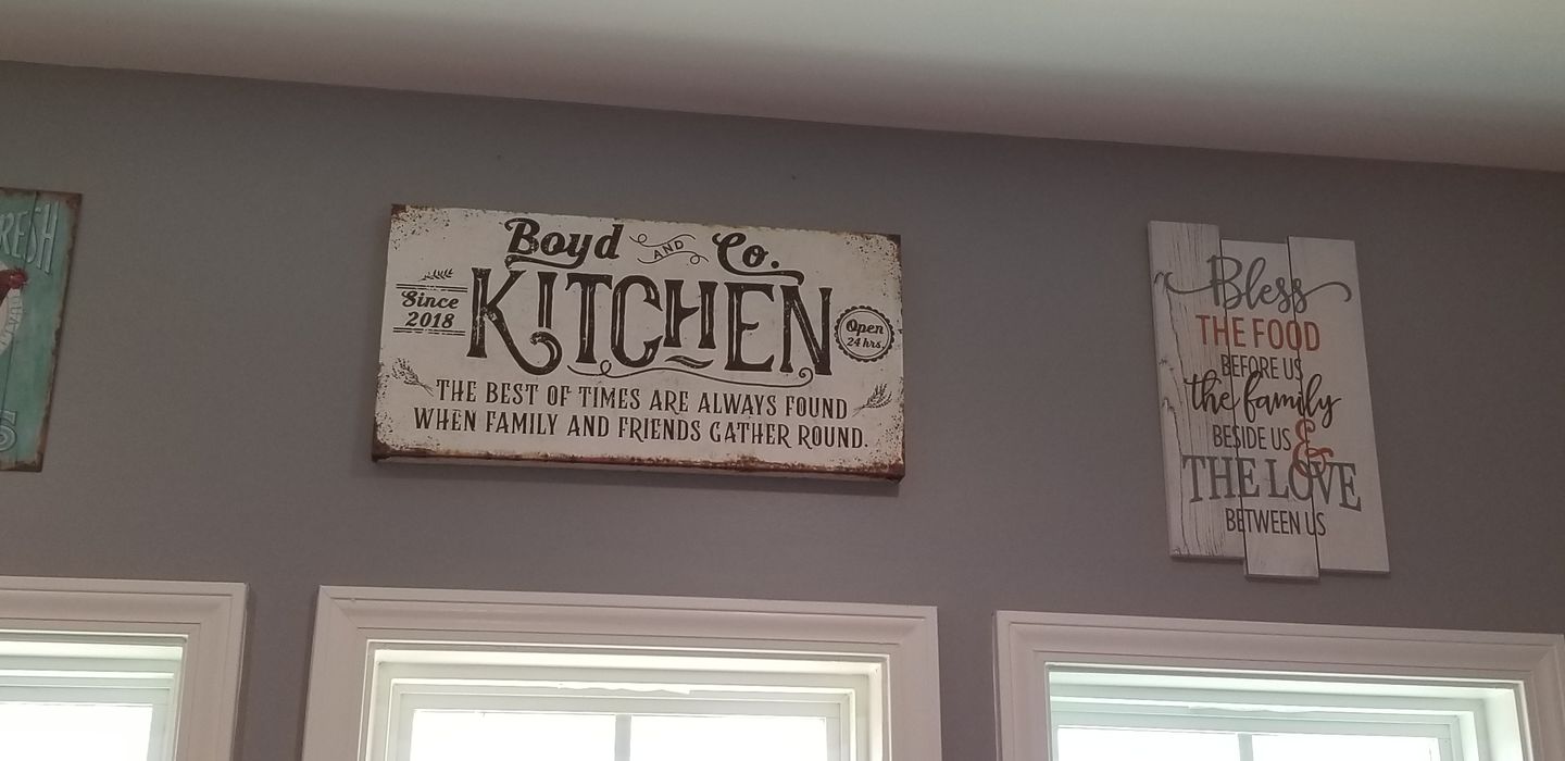 Customer photo review of Personalized-Kitchen Best of Times-Large Canvas(Not Printed on Metal)-Stretched on a Wood-Dining Room Kitchen- Housewarming or Wedding Gift