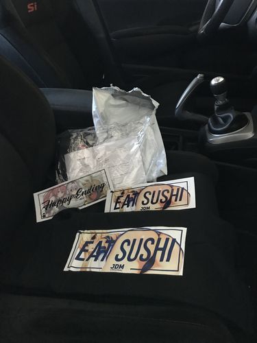 Customer photo review of Eat Sushi Anime T-Shirt (Black/White)