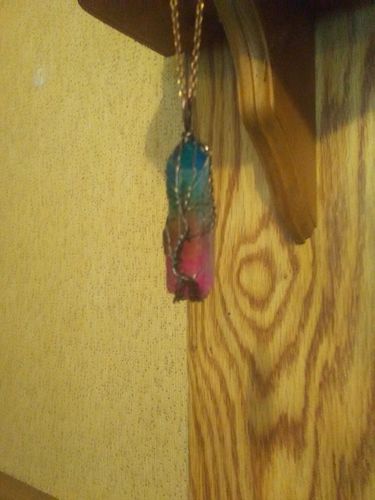 Customer photo review of Yggdrasil Tree of Life Rainbow Quartz Necklace