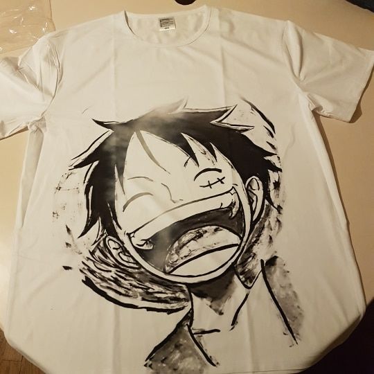 Customer photo review of Luffy Black & White T-Shirt - One Piece