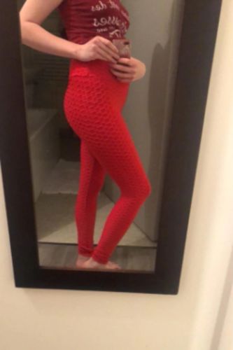Customer photo review of GYMKARTEL® ANTI-CELLULITE AND PUSH UP LEGGINGS - RED