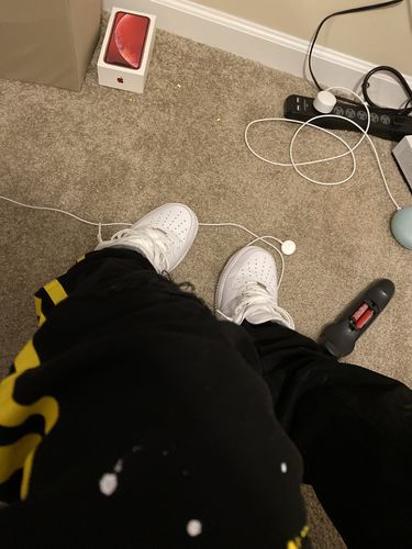 Customer photo review of Side Stripe Print Skinny Fit Track Denim Black - Yellow (M4701DB)