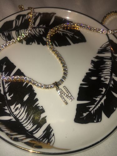 Customer photo review of Diamanté initial collar