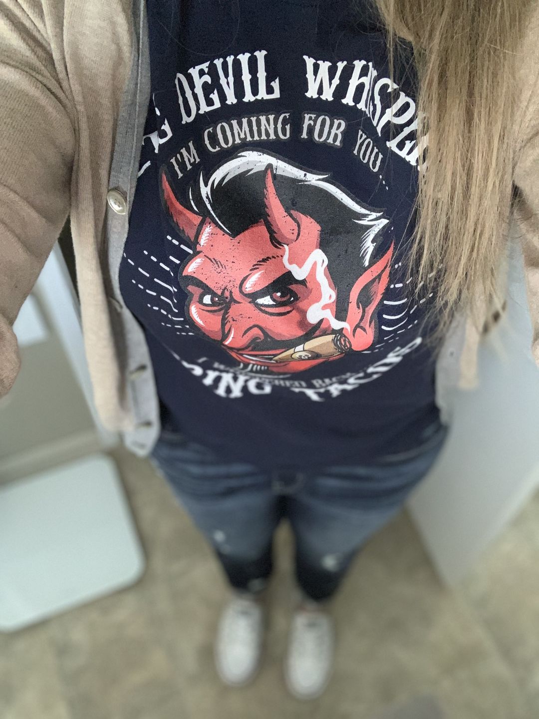 Customer photo review of The Devil Whispered...Bring Tacos OG T-Shirt