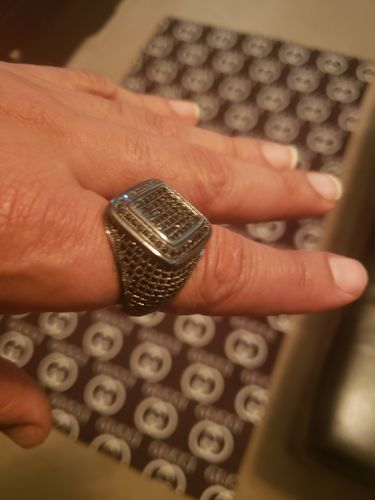 Customer photo review of Diamond Shape Micropave 360 CZ Mens Ring Black
