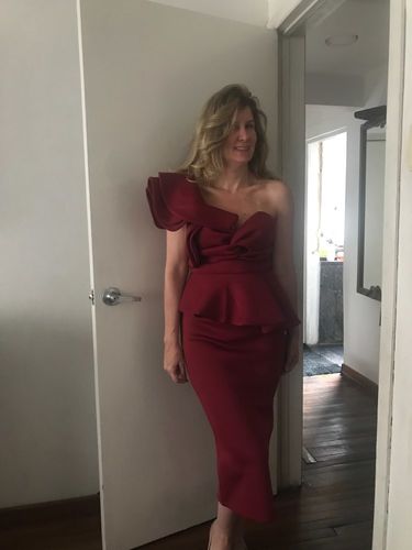 Customer photo review of Floral Ruffles Bodycon Backless Cocktail Party Dress