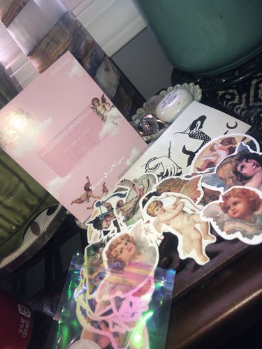 Customer photo review of Retro Cherub Angels Waterproof Stickers Pack
